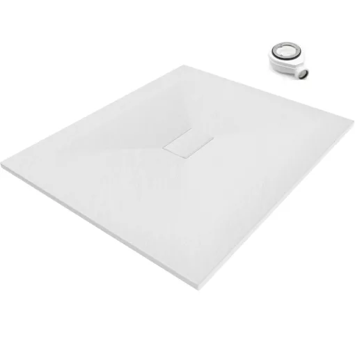 HD Marco White 100x120 SMC kompozit slim szögletes kőhatású zuhanytálca, 2,6 cm magas, szifonnal