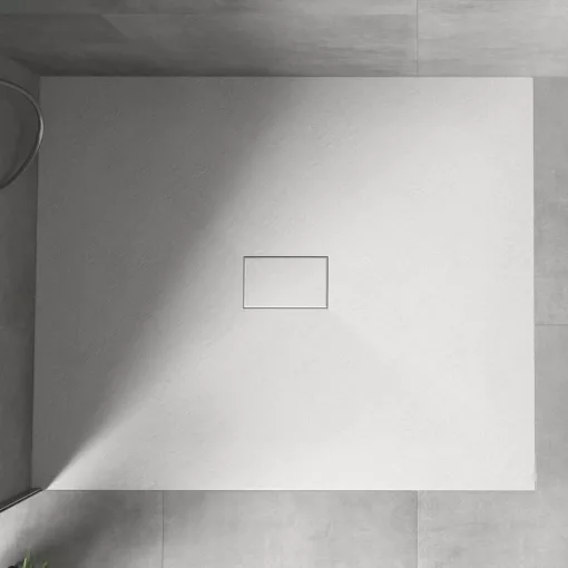 HD Marco White 100x120 SMC kompozit slim szögletes kőhatású zuhanytálca, 2,6 cm magas, szifonnal