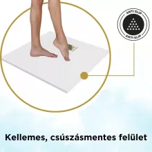 HD Marco+ White 110x100 SMC kompozit magasított szögletes kőhatású zuhanytálca, arany színű ráccsal, 15 cm magas, szifon nélkül