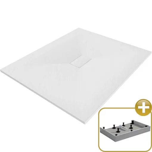 HD Marco White 120x100 SMC kompozit magasított szögletes kőhatású zuhanytálca, 15 cm magas, szifon nélkül