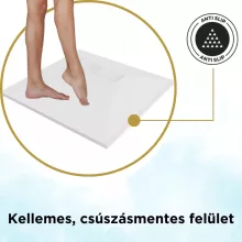 HD Marco White 120x100 SMC kompozit magasított szögletes kőhatású zuhanytálca, 15 cm magas, szifon nélkül