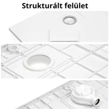 HD Marco White 120x100 SMC kompozit magasított szögletes kőhatású zuhanytálca, 15 cm magas, szifon nélkül