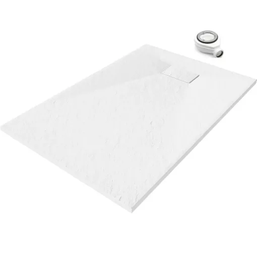 HD Marco White 120x80 SMC kompozit slim szögletes kőhatású zuhanytálca, 2,6 cm magas, szifonnal