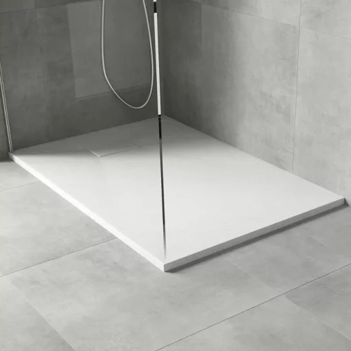 HD Marco White 120x80 SMC kompozit slim szögletes kőhatású zuhanytálca, 2,6 cm magas, szifonnal