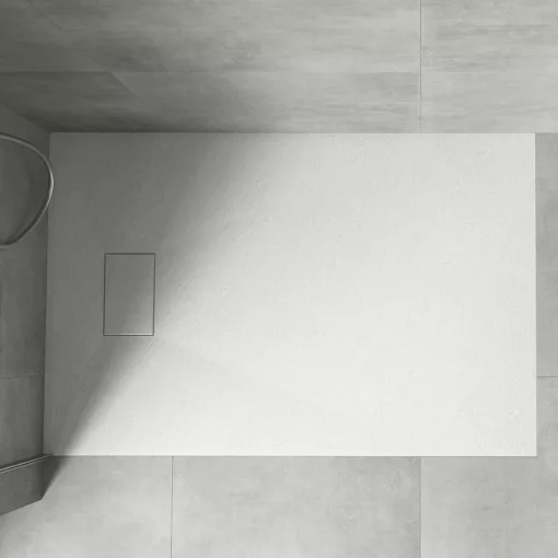 HD Marco White 120x80 SMC kompozit slim szögletes kőhatású zuhanytálca, 2,6 cm magas, szifonnal