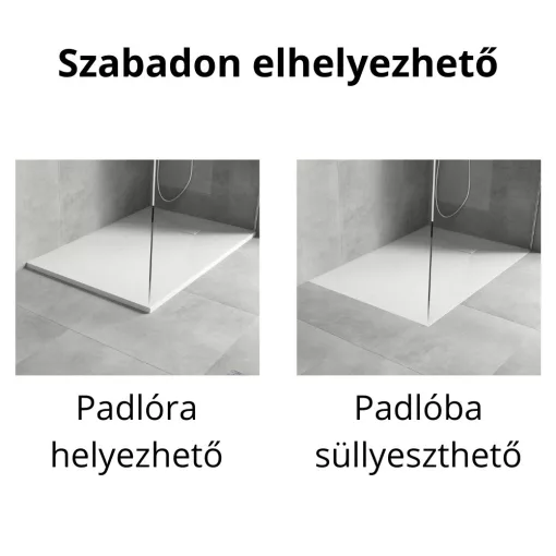 HD Marco White 120x80 SMC kompozit slim szögletes kőhatású zuhanytálca, 2,6 cm magas, szifonnal