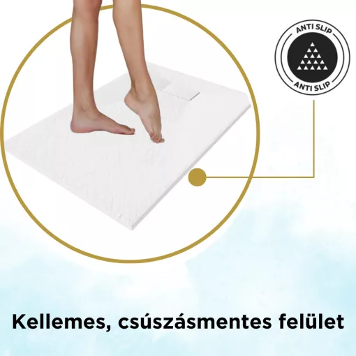 HD Marco White 120x80 SMC kompozit magasított szögletes kőhatású zuhanytálca, 15 cm magas, szifon nélkül