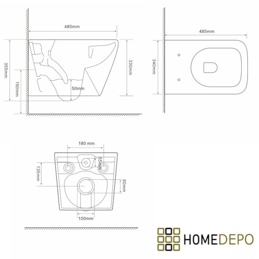 HD Adel Glossy White Ultracsendes Tornado perem nélküli mély öblítésű szögletes fali WC slim "D" tetővel és fényes króm zsanérral