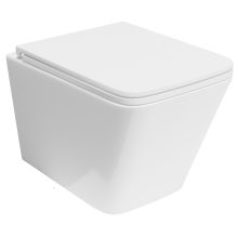 HD Adel Glossy White Ultracsendes Tornado perem nélküli mély öblítésű szögletes fali WC slim "D" tetővel és matt fekete zsanérral