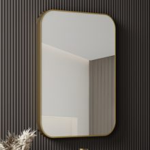 HD Kim Gold 60 cm széles fürdőszobai szögletes fali tükör, arany színű alumínium kerettel