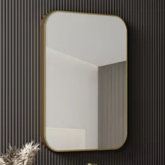   HD Kim Gold 50/60 cm széles fürdőszobai szögletes fali tükör, arany színű alumínium kerettel