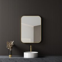 HD Kim Gold 60 cm széles fürdőszobai szögletes fali tükör, arany színű alumínium kerettel