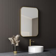 HD Kim Gold 60 cm széles fürdőszobai szögletes fali tükör, arany színű alumínium kerettel