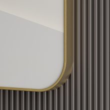 HD Kim Gold 60 cm széles fürdőszobai szögletes fali tükör, arany színű alumínium kerettel