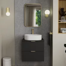HD Kim Gold 50x70 cm széles fürdőszobai szögletes fali tükör, arany színű alumínium kerettel