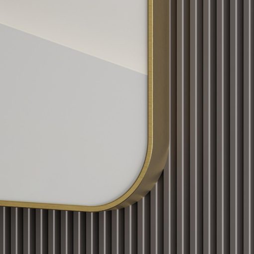 HD Kim Gold 60 cm széles fürdőszobai szögletes fali tükör, arany színű alumínium kerettel