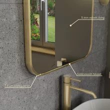 HD Kim Gold 50x70 cm széles fürdőszobai szögletes fali tükör, arany színű alumínium kerettel