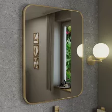 HD Kim Gold 60x80 cm széles fürdőszobai szögletes fali tükör, arany színű alumínium kerettel