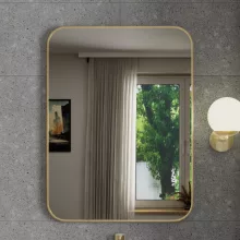 HD Kim Gold 60x80 cm széles fürdőszobai szögletes fali tükör, arany színű alumínium kerettel