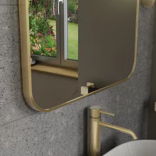 HD Kim Gold 60x80 cm széles fürdőszobai szögletes fali tükör, arany színű alumínium kerettel