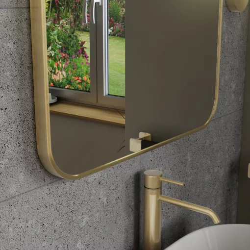HD Kim Gold 60x80 cm széles fürdőszobai szögletes fali tükör, arany színű alumínium kerettel