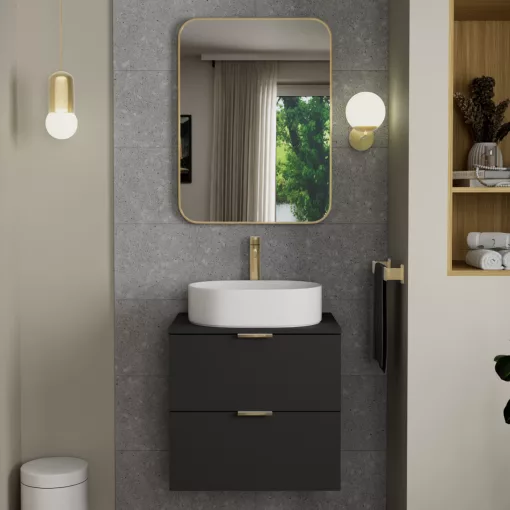 HD Kim Gold 60x80 cm széles fürdőszobai szögletes fali tükör, arany színű alumínium kerettel