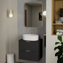 HD Kim Gold 60x80 cm széles fürdőszobai szögletes fali tükör, arany színű alumínium kerettel