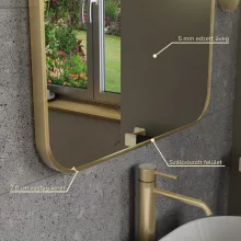 HD Kim Gold 60x80 cm széles fürdőszobai szögletes fali tükör, arany színű alumínium kerettel