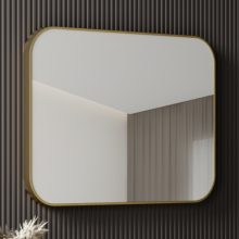 HD Kim Gold 80 cm széles fürdőszobai szögletes fali tükör, arany színű alumínium kerettel