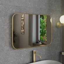 HD Kim Gold 70x50 cm széles fürdőszobai szögletes fali tükör, arany színű alumínium kerettel