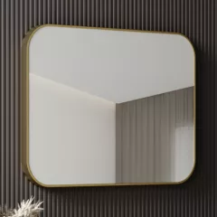   HD Kim Gold 70/80 cm széles fürdőszobai szögletes fali tükör, arany színű alumínium kerettel