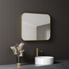 HD Kim Gold 80 cm széles fürdőszobai szögletes fali tükör, arany színű alumínium kerettel