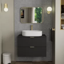 HD Kim Gold 70x50 cm széles fürdőszobai szögletes fali tükör, arany színű alumínium kerettel
