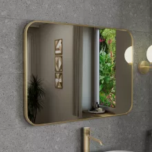 HD Kim Gold 80x60 cm széles fürdőszobai szögletes fali tükör, arany színű alumínium kerettel