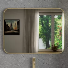 HD Kim Gold 80x60 cm széles fürdőszobai szögletes fali tükör, arany színű alumínium kerettel