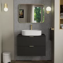HD Kim Gold 80x60 cm széles fürdőszobai szögletes fali tükör, arany színű alumínium kerettel