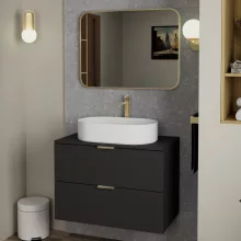 HD Kim Gold 80x60 cm széles fürdőszobai szögletes fali tükör, arany színű alumínium kerettel