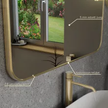 HD Kim Gold 80x60 cm széles fürdőszobai szögletes fali tükör, arany színű alumínium kerettel