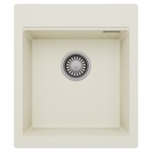 HD Infinity White 43 egymedencés gránit mosogatótálca, tört fehér színben, szálcsiszolt króm leeresztő szifonnal