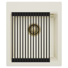 HD Infinity White 43 egymedencés gránit mosogatótálca szett, matt fekete csepegtetőráccsal, tört fehér színben, szálcsiszolt arany leeresztő szifonnal