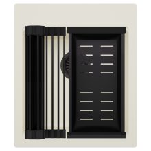 HD Infinity White 43 egymedencés gránit mosogatótálca szett, matt fekete csepegtetőráccsal és kosárral, tört fehér színben, matt fekete leeresztő szifonnal