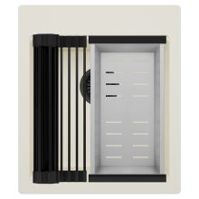 HD Infinity White 43 egymedencés gránit mosogatótálca szett, matt fekete csepegtetőráccsal és krómozott kosárral, tört fehér színben, matt fekete leeresztő szifonnal