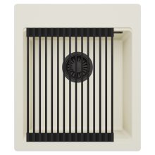 HD Infinity White 43 egymedencés gránit mosogatótálca szett, matt fekete csepegtetőráccsal, tört fehér színben, matt fekete leeresztő szifonnal