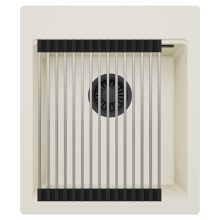 HD Infinity White 43 egymedencés gránit mosogatótálca szett, acél csepegtetőráccsal, tört fehér színben, matt fekete leeresztő szifonnal