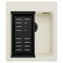 HD Infinity White 43 egymedencés gránit mosogatótálca szett, matt fekete csepegtetőkosárral, tört fehér színben, matt fekete leeresztő szifonnal