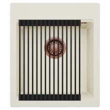 HD Infinity White 43 egymedencés gránit mosogatótálca szett, matt fekete csepegtetőráccsal, tört fehér színben, szálcsiszolt réz leeresztő szifonnal