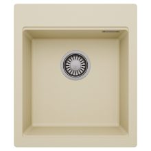 HD Infinity Beige 43 egymedencés gránit mosogatótálca, soft bézs színben, szálcsiszolt króm leeresztő szifonnal