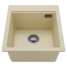 HD Infinity Beige 43 egymedencés gránit mosogatótálca, soft bézs színben, szálcsiszolt króm leeresztő szifonnal