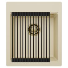 HD Infinity Beige 43 egymedencés gránit mosogatótálca szett, matt fekete csepegtetőráccsal, soft bézs színben, szálcsiszolt arany leeresztő szifonnal