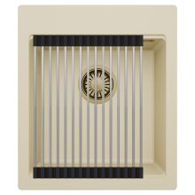 HD Infinity Beige 43 egymedencés gránit mosogatótálca szett, acél csepegtetőráccsal, soft bézs színben, szálcsiszolt arany leeresztő szifonnal